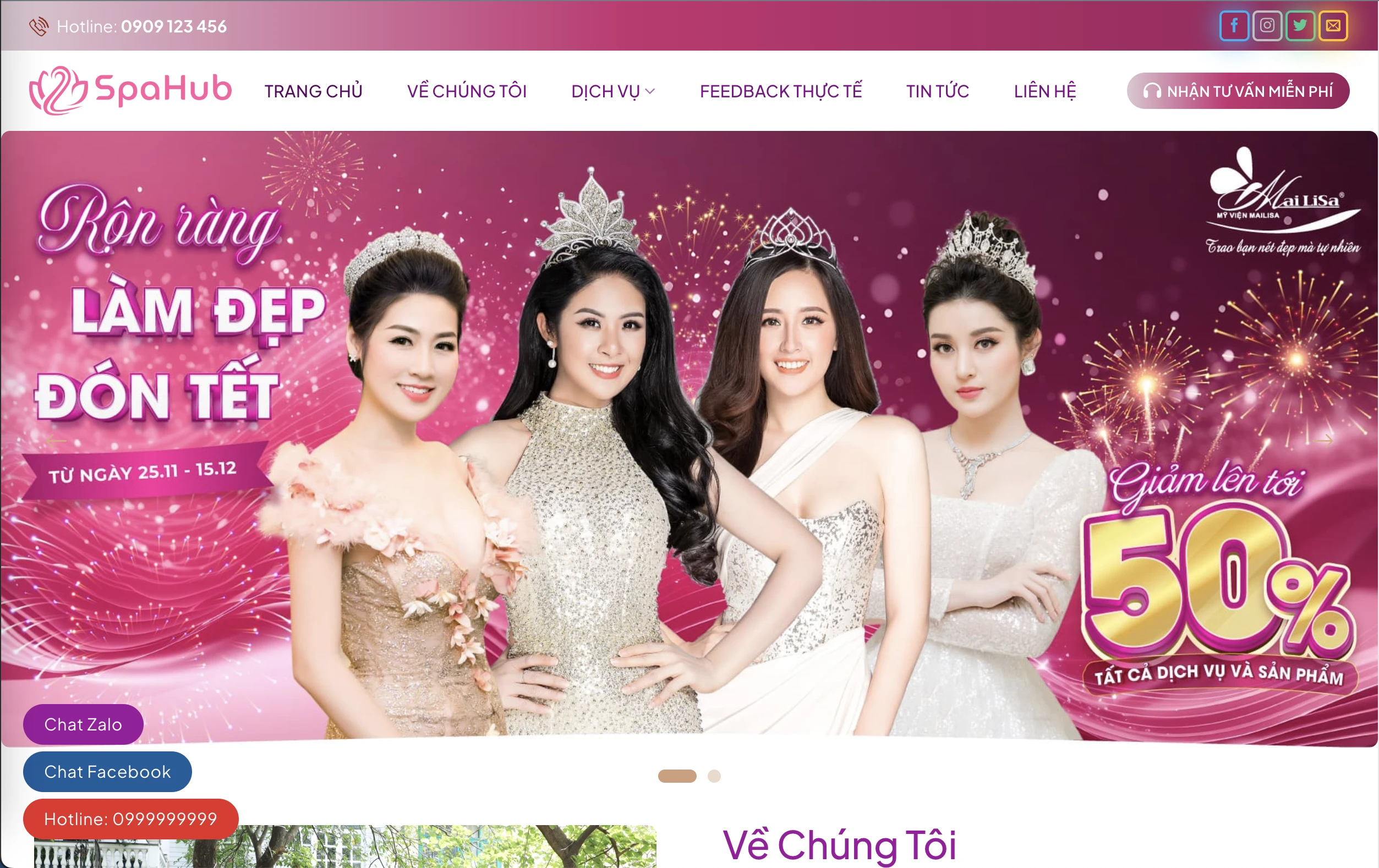 mẫu website spa thẩm mỹ viện