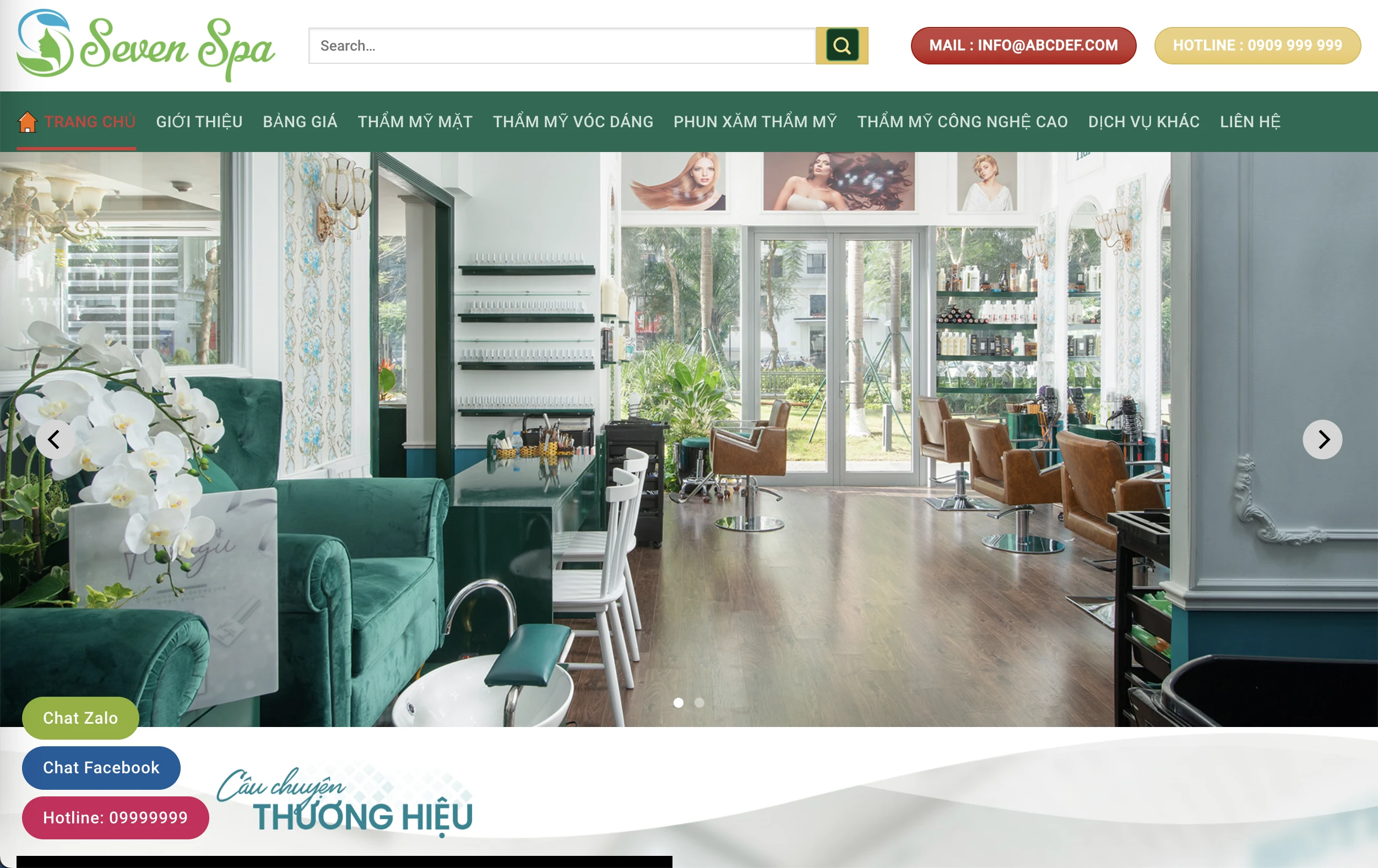 mẫu website spa