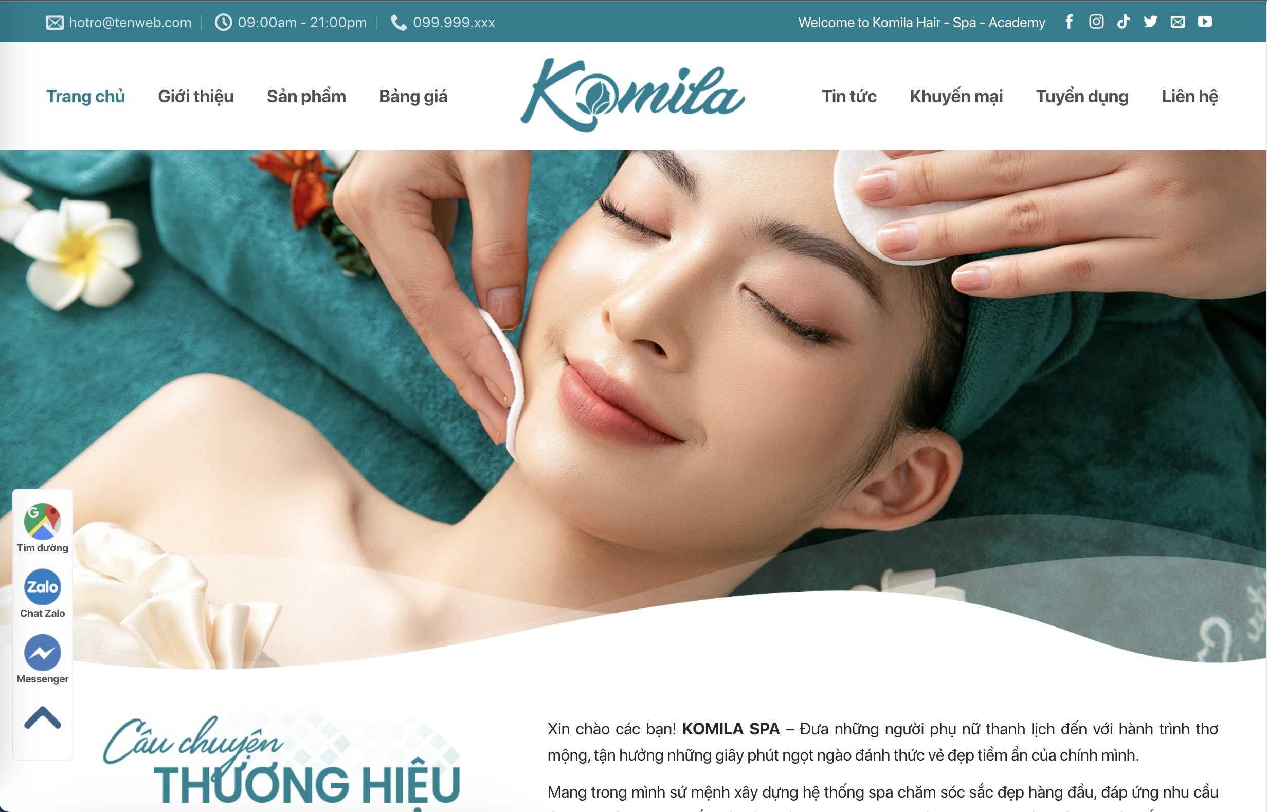 Mẫu Website Spa TMV 14