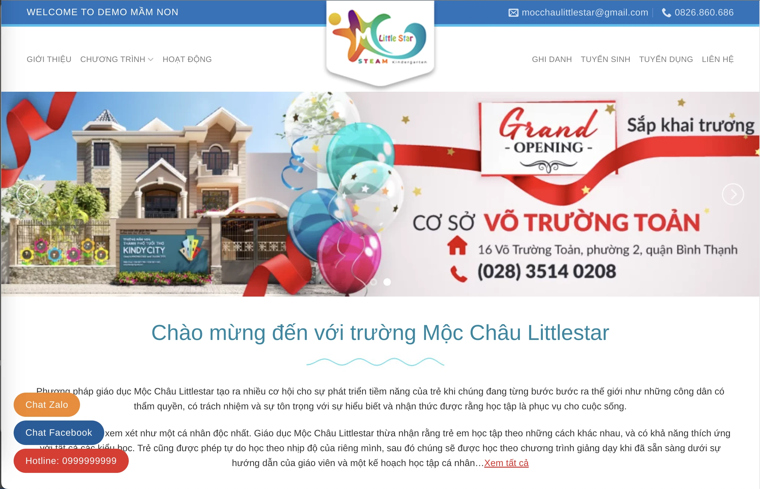 Mẫu Website Mầm non