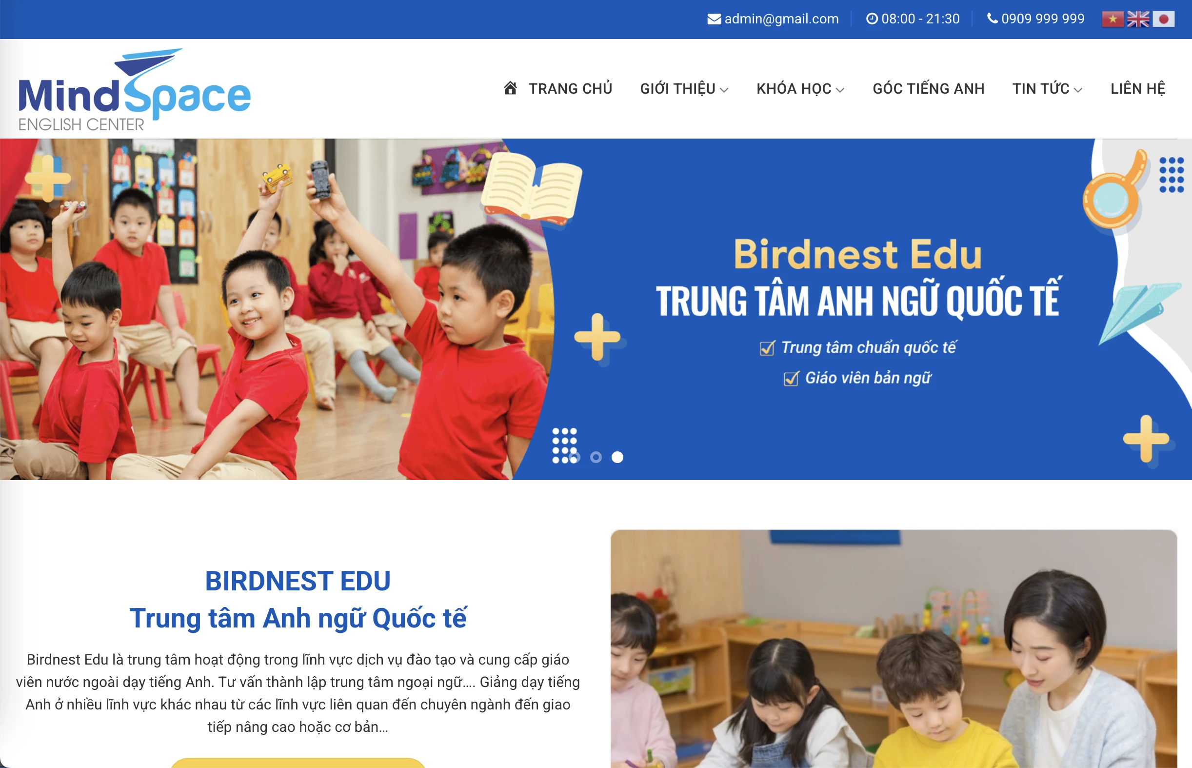 Mẫu Website Trung tâm
