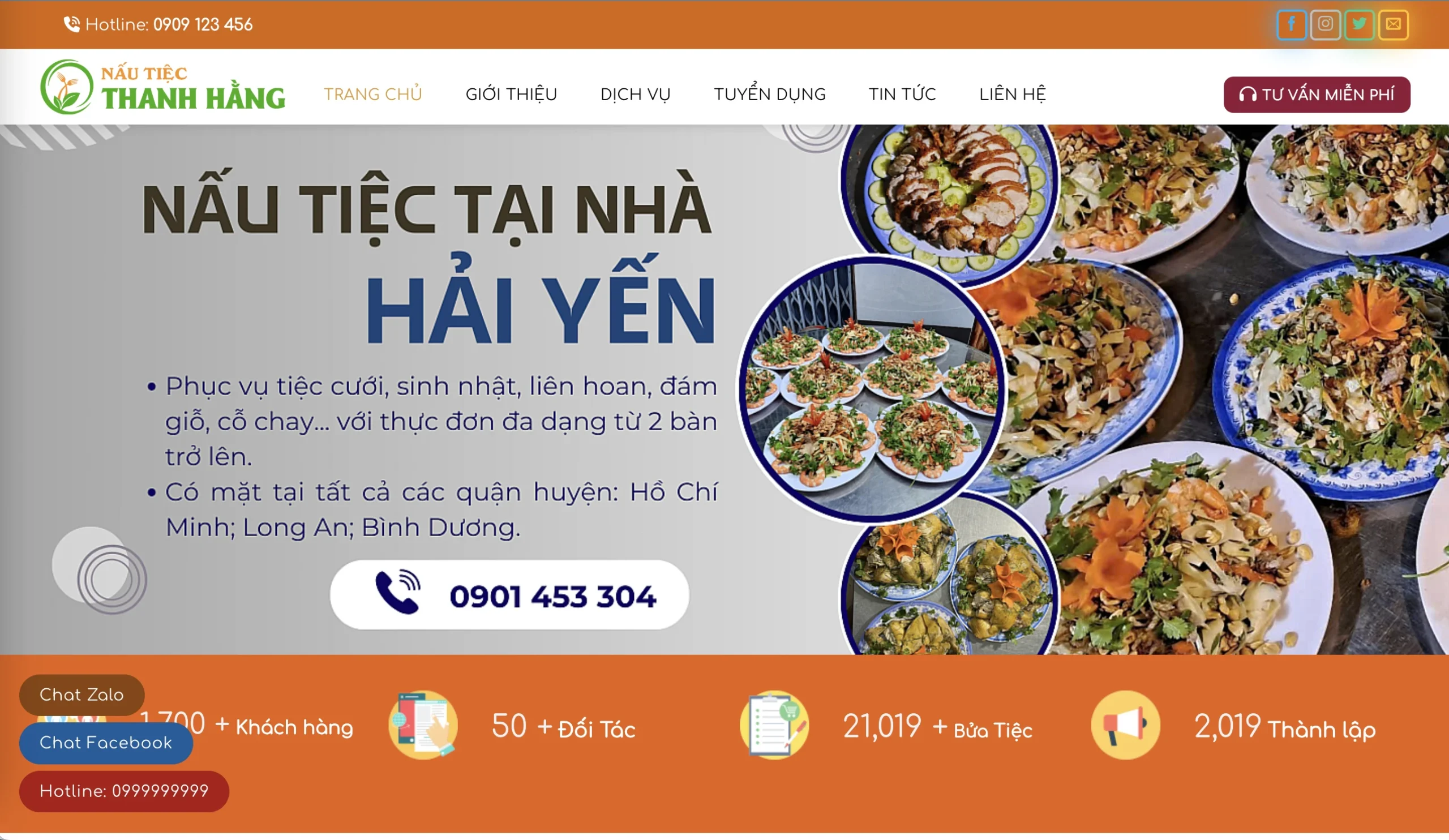 Mẫu Website Nấu Tiệc Cưới