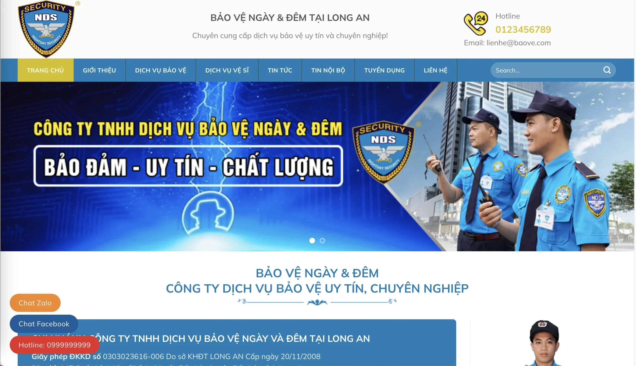 Mẫu Website Bảo vệ - An ninh 2