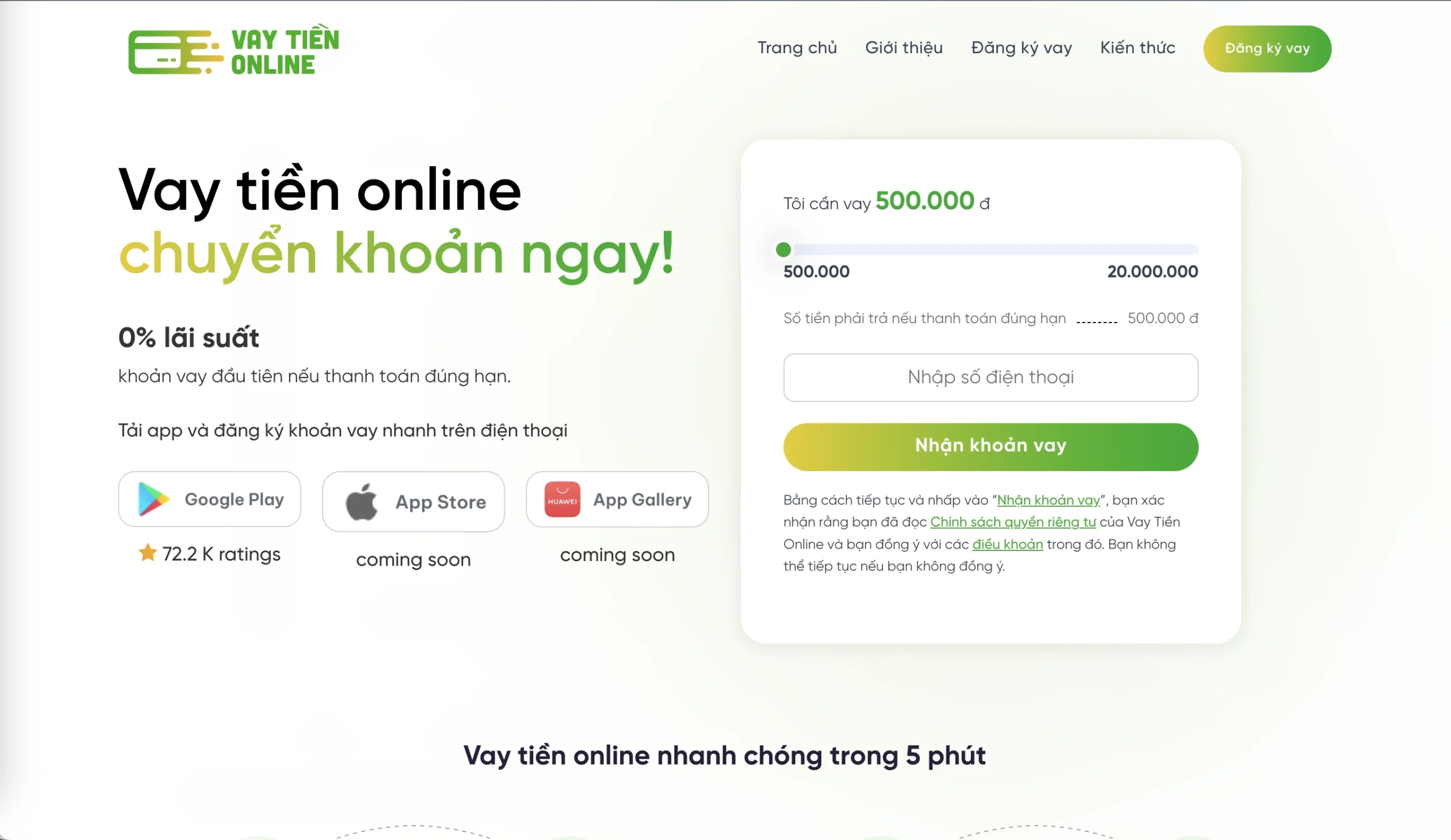 Mẫu Website Vay tiền