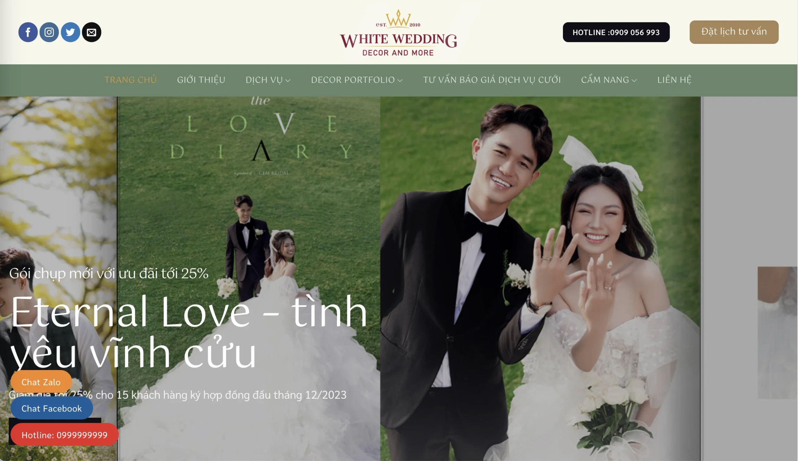 Mẫu Website Dịch vụ Wedding 2