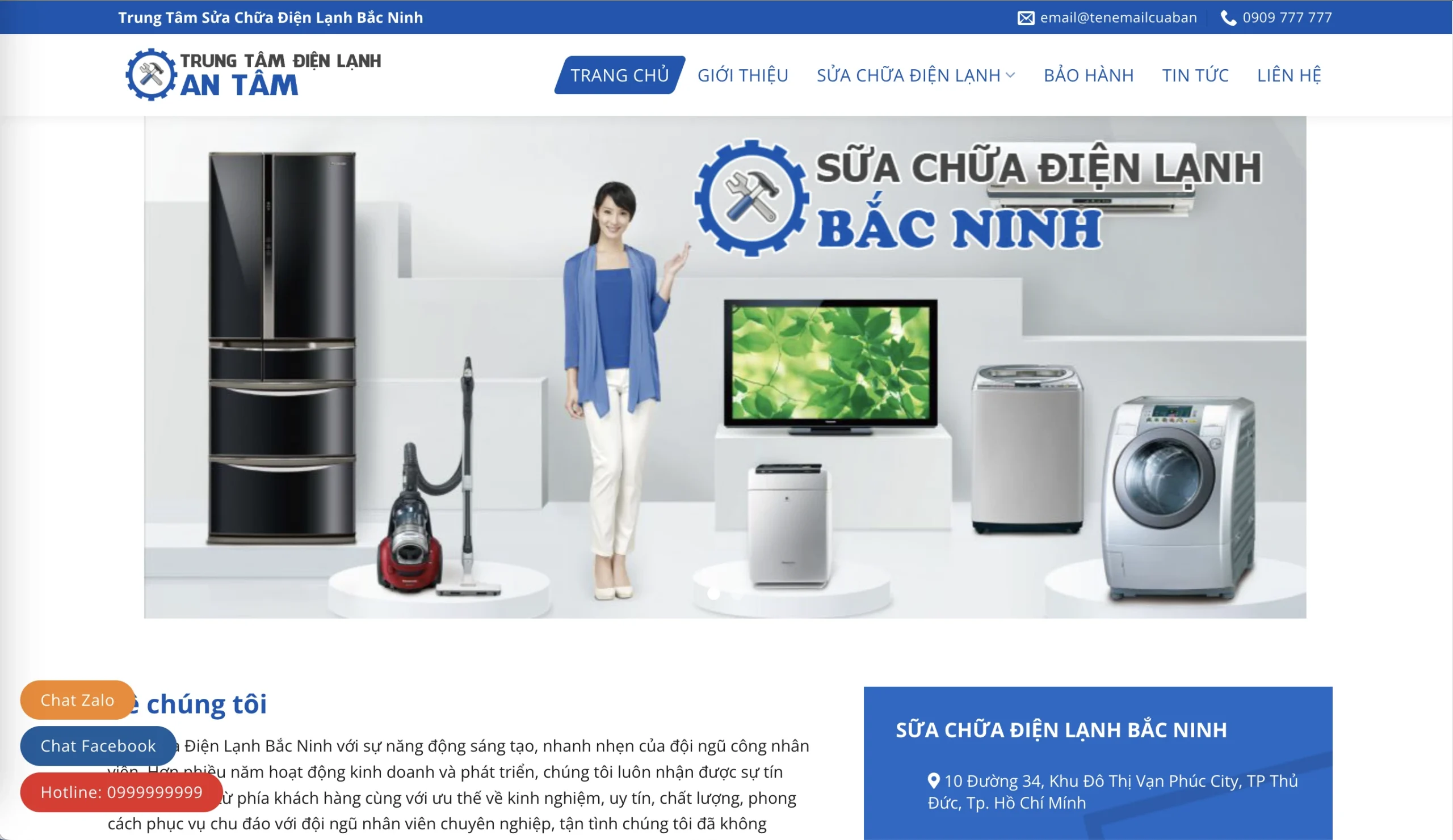 Mẫu Website Sữa chữa Điện lạnh 1