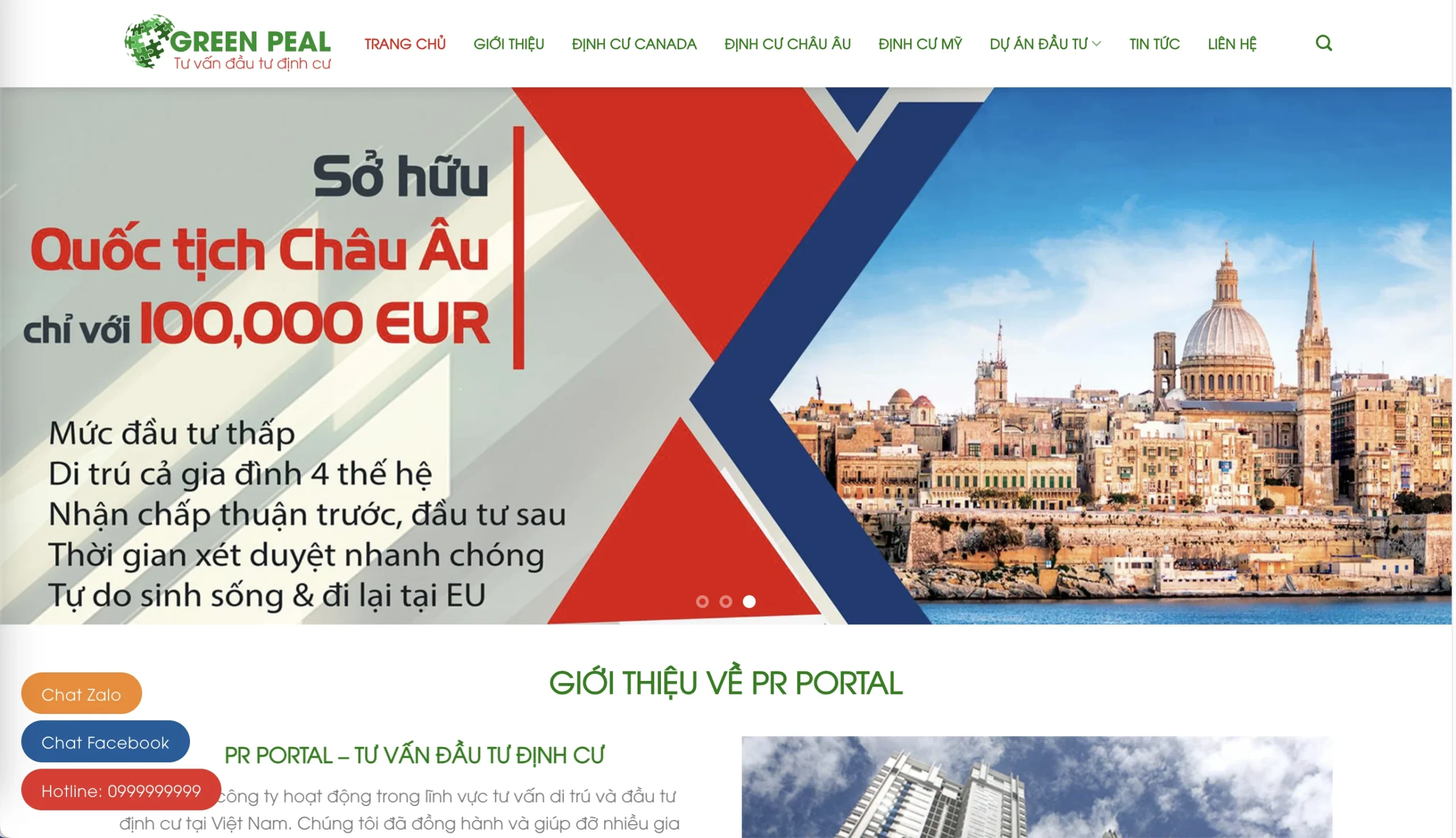 Mẫu Website Tư vấn Định cư