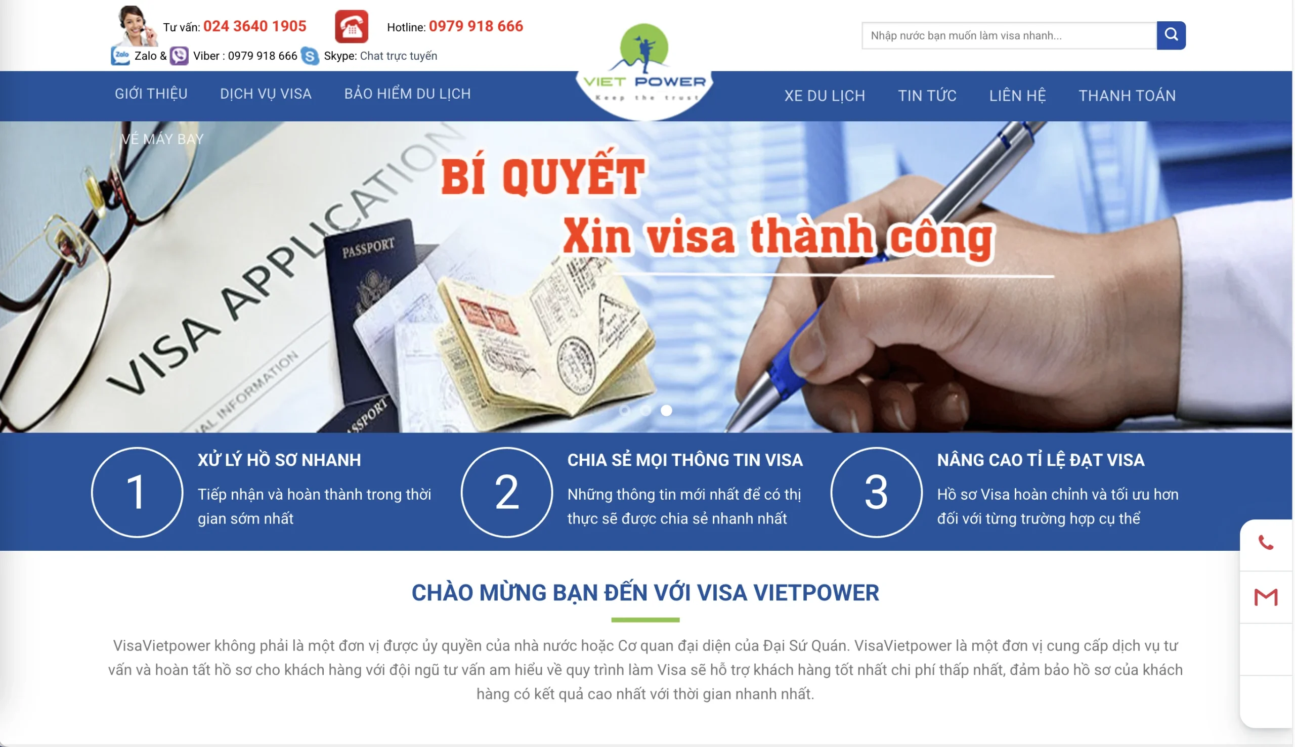 Mẫu Website Visa Du lịch