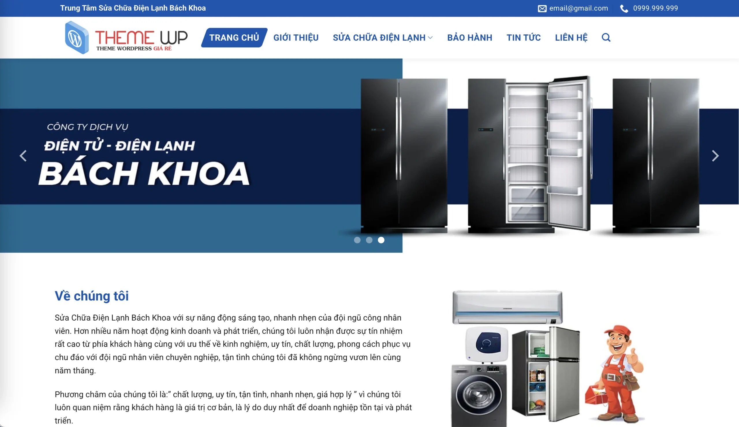 Mẫu Website Sửa chữa Điện lạnh 3