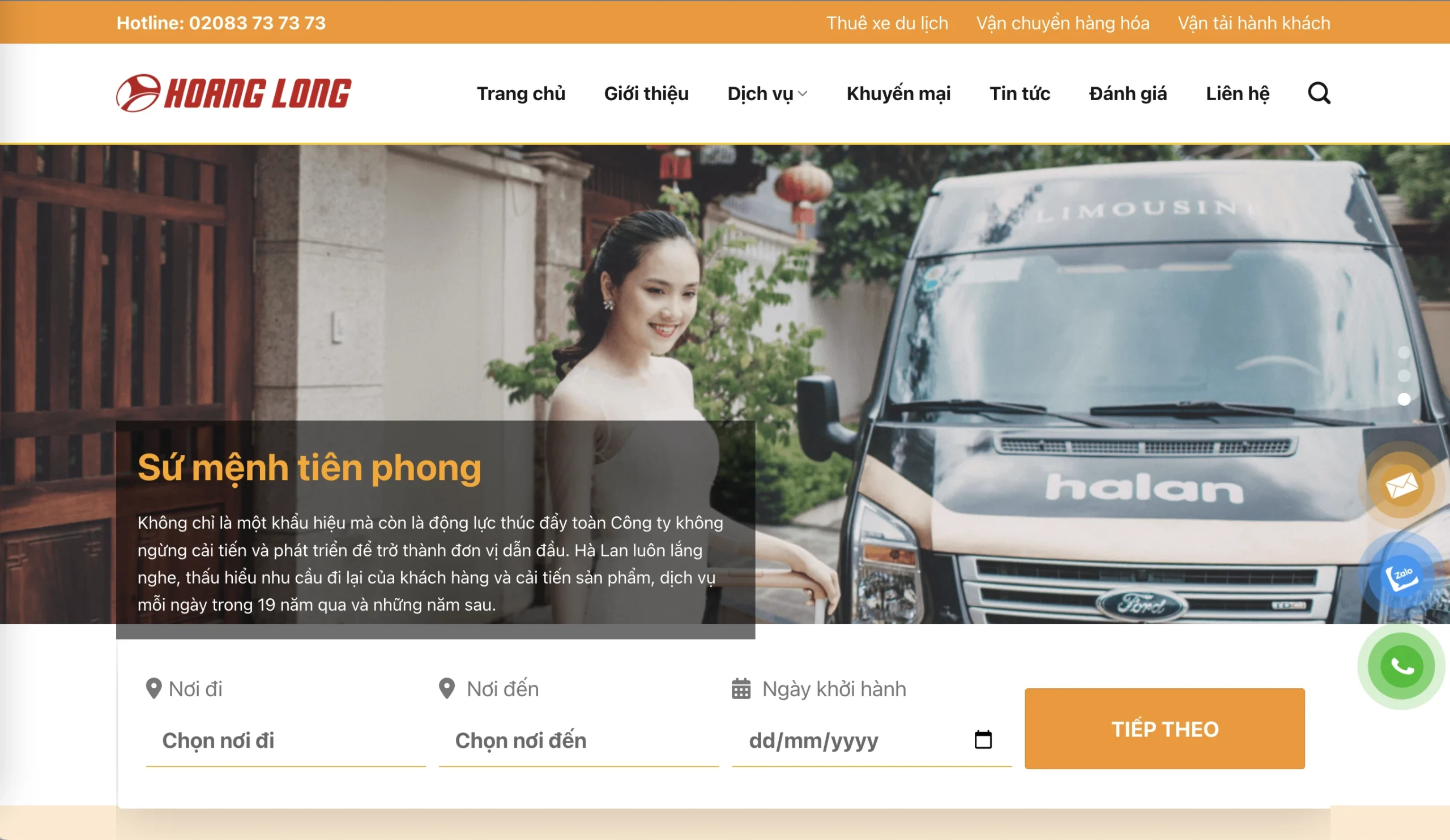 Mẫu Website Nhà xe