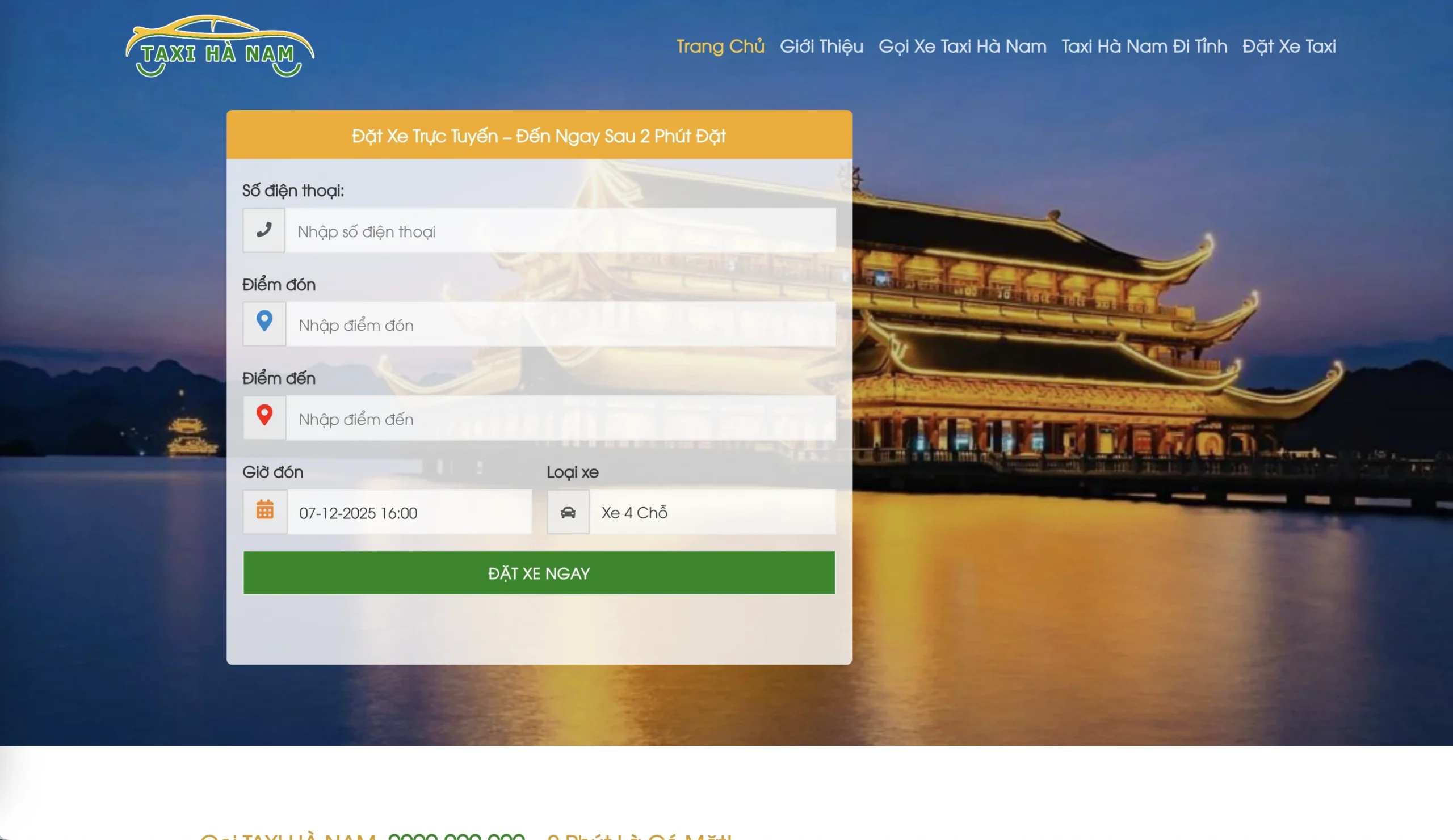 Mẫu Website Dịch vụ Taxi