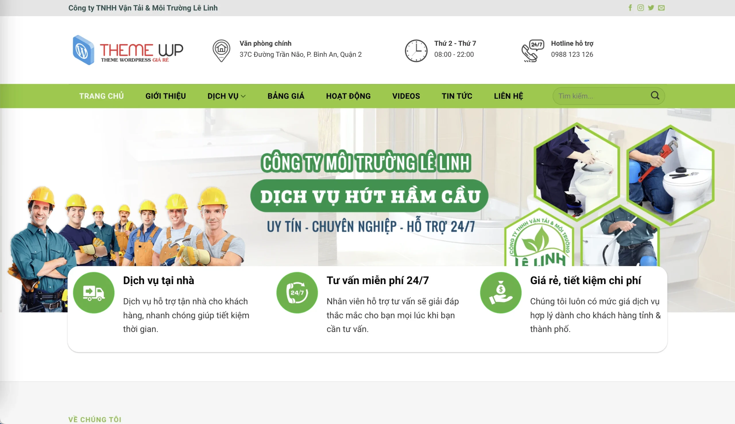 Mẫu Website Dịch vụ Vệ sinh 3