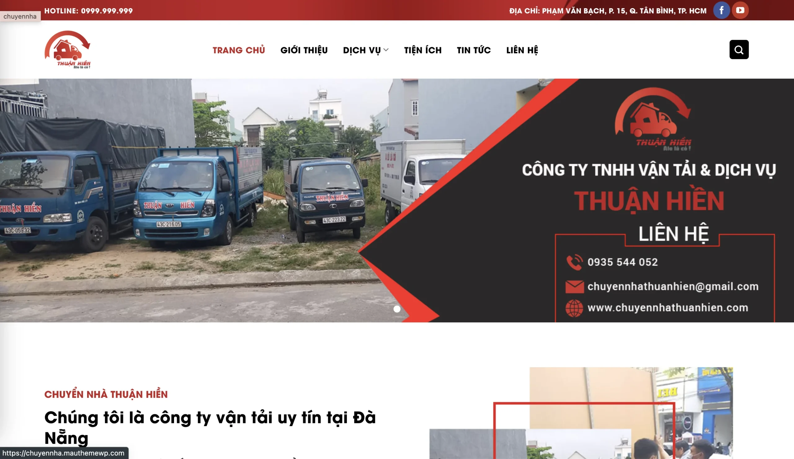 Mẫu Website Vận chuyển nhà