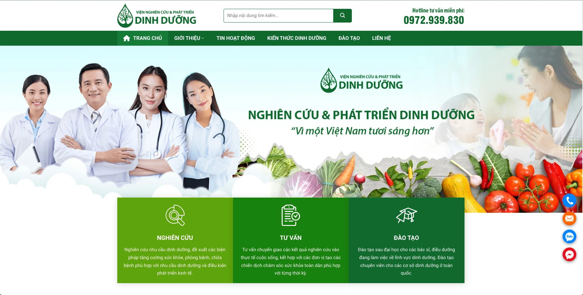 Mẫu Website Nghiên cứu Dinh dưỡng
